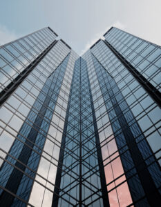 modern architecture glass skyscrapers reflecting sky